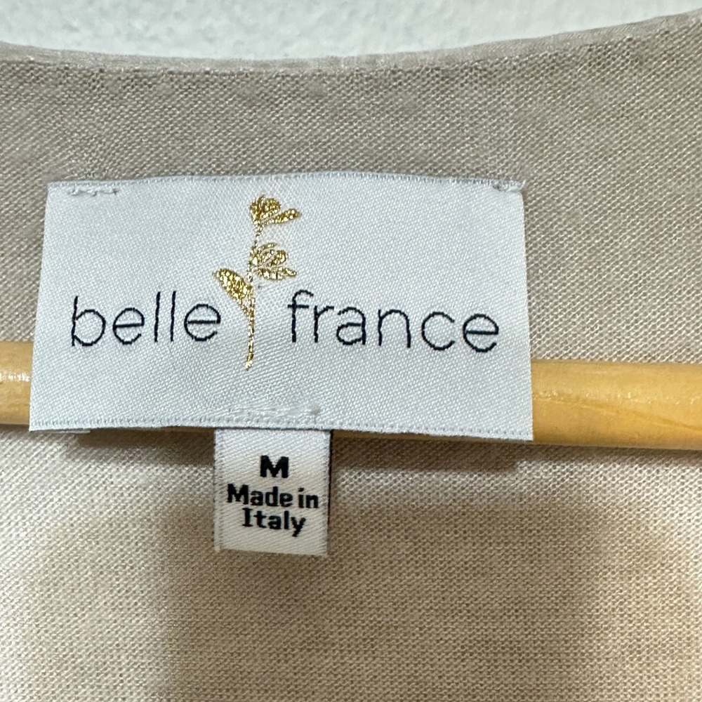 Belle France Blouse Womens M Silk Blend Sequin V-Neck Champagne Shimmer Luxury - Picture 5 of 10